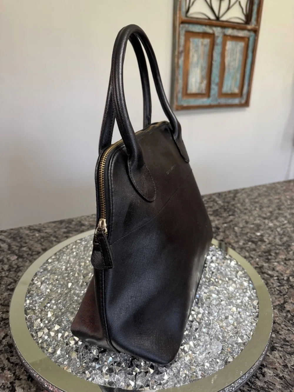 Isaac Mizrahi Black Dome Satchel Handbag